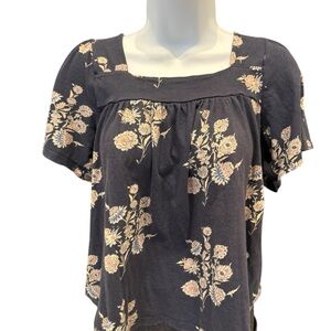 Lucky Brand Navy Floral Blouse